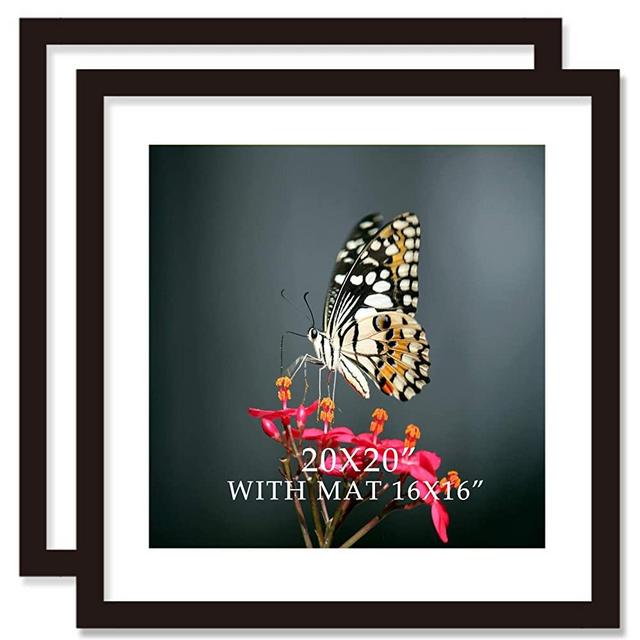 VITOIVE 20x20 Frame Black With Mat 16x16 Solid Wood Picture Frames Wall Mounting (2 pack, 20x20 Inch)…