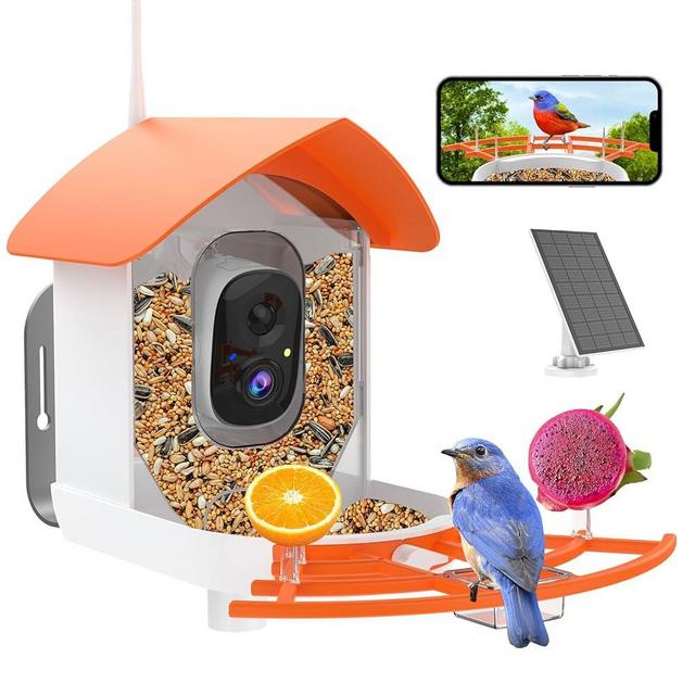 Bird Feeder with Camera,Smart Bird Feeder Camera with Solar Powered,AI Identify Birds Species,Bird Watching,Auto Record 2K FHD Birds Video in Backyard,Ideal Gifts for Bird Lovers
