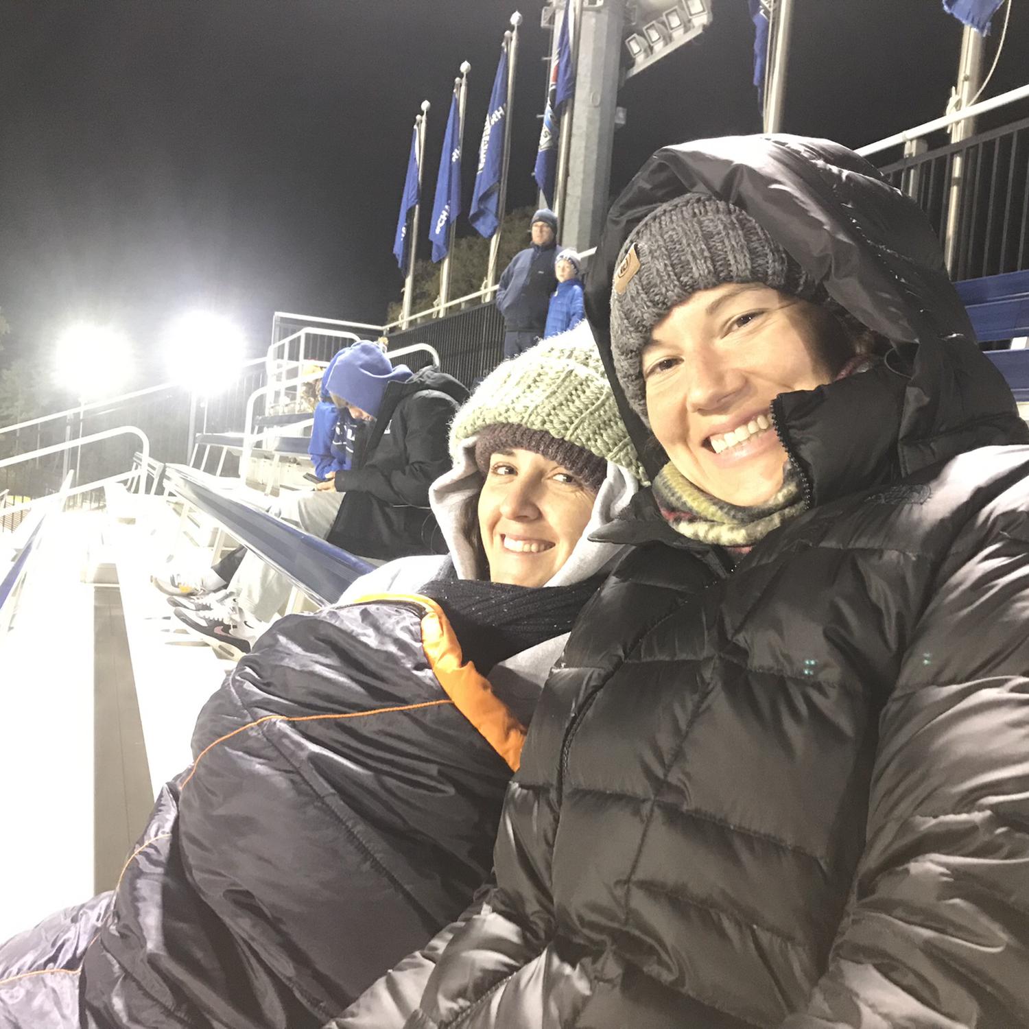 We love going to watch the Duke Women’s Soccer games- even in the frigid cold!