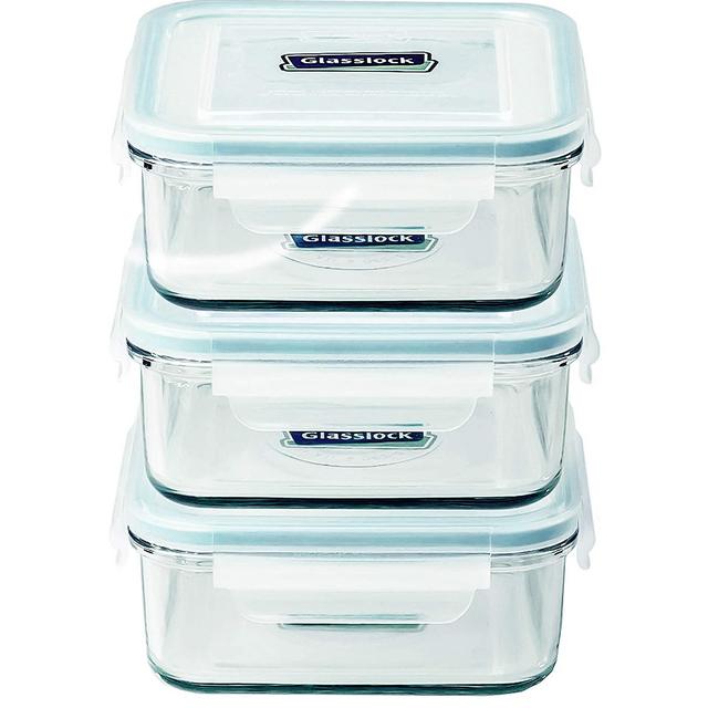 Glasslock Food-Storage Container with Locking Lids Microwave Safe 6pcs Set Square 17oz/490ml
