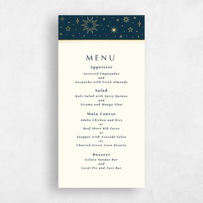 Deepest Teal, Blue Wedding Menu - Heron Foil
