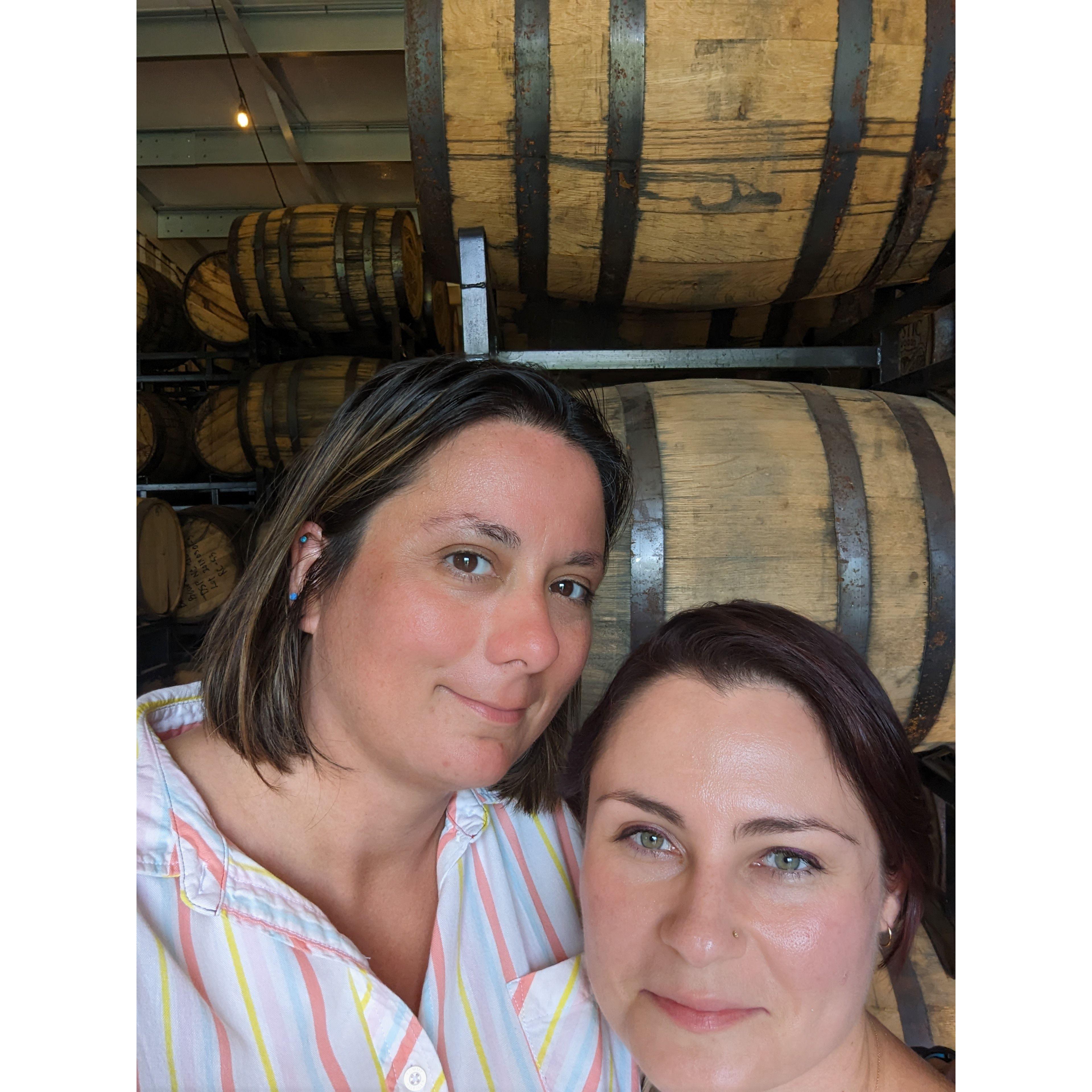 Mystic Distillery tour. We're both particularly glowy in this photo.