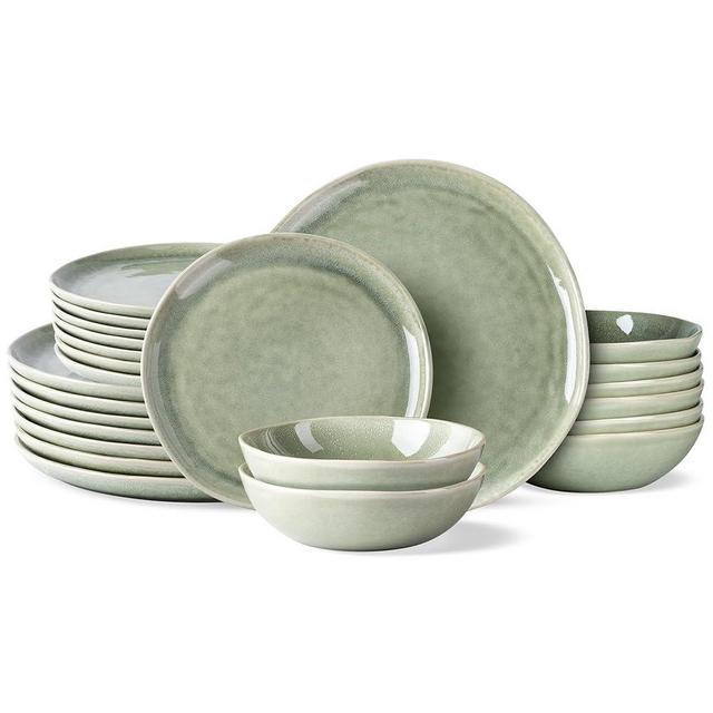 AmorArc Ceramic Dinnerware Sets,Handmade Reactive Glaze Plates and Bowls Set,Highly Chip and Crack Resistant | Dishwasher & Microwave Safe Dishes Set,Service for 8 (24pc)