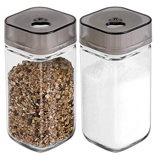 Salt and Pepper Shakers Set with Adjustable Pour Holes - Premium Salt and Pepper Dispenser - Glass