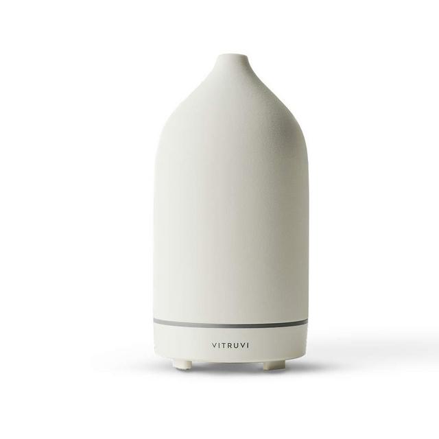 Vitruvi Stone Diffuser, Ceramic Ultrasonic Essential Oil Diffuser for Aromatherapy, White, 90ml Capacity