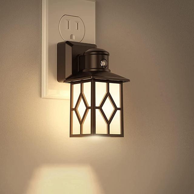 LOHAS Vintage Night Light, 2 Pack Night Light Plug in, Dusk-to-Dawn, Soft White 3000K, Rustic Wall Night Light, Sleep Nightlight, Adjustable Brightness(30/60LM), Home Décor for Nursery Bedroom Hallway