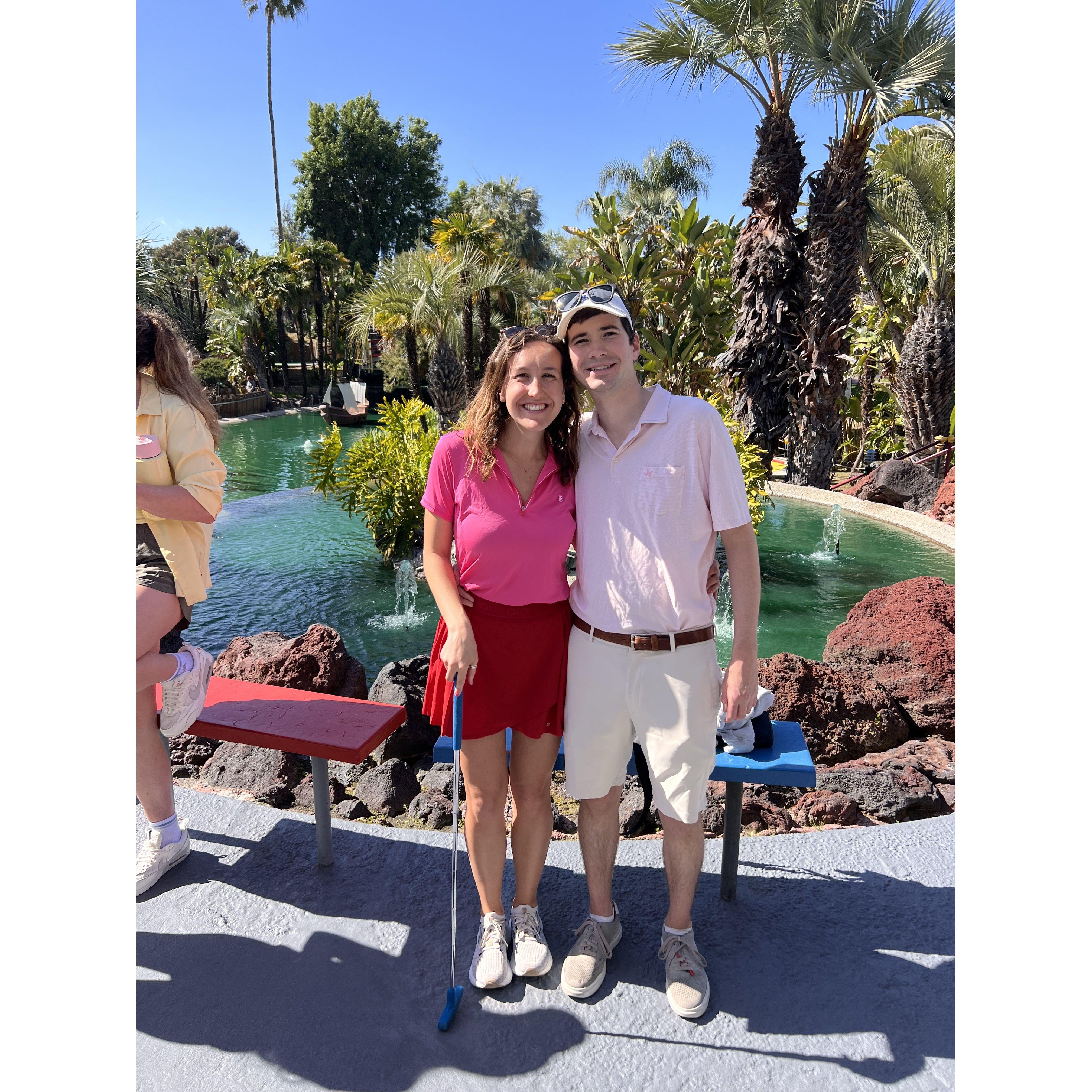 We love hosting events, and in April of this past year we hosted our first annual Mini Golf Masters. Sadly, neither of us won. But we both had tons of fun! (And Sabrina did beat Peter by 10 strokes)