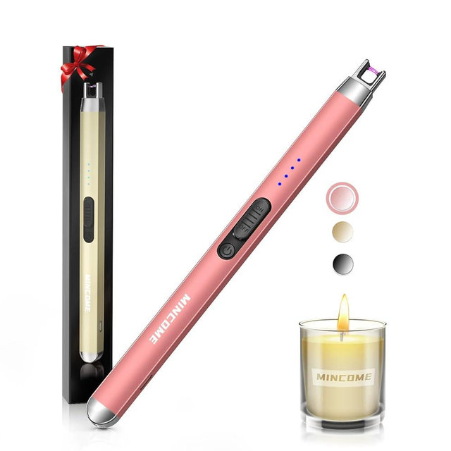 MINCOME Candle Lighter Electric Rechargeable USB Plasma Arc Lighter with Safety Lock, Windproof Flameless Long Matches Lighters for Candle,Grill,BBQ,Camping,Gas Stove