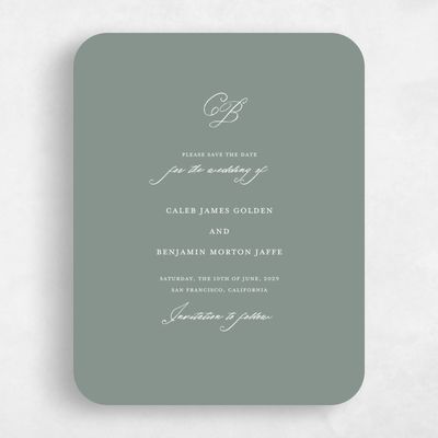 Green Rounded Wedding Save the Date - Imarige Portrait