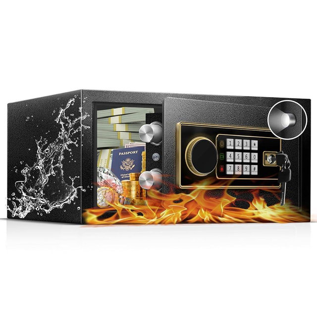 Fdsutvit 1.2 Cu Ft Fireproof Safe Box for Home - Steel Lock Box for Office & Home Security, Digital Electronic Keypad, Alarm System, Silent Mode, Safety Box for Documents Money Jewelry Laptop