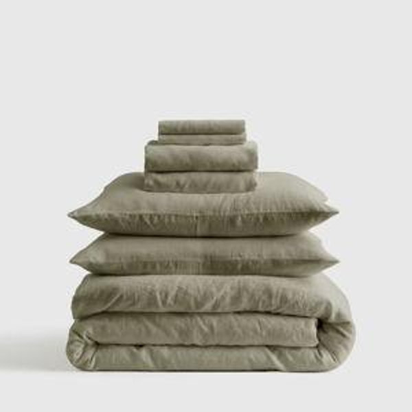 Deluxe Linen Duvet Bundle - Size: Queen, Color: Willowleaf | Quince