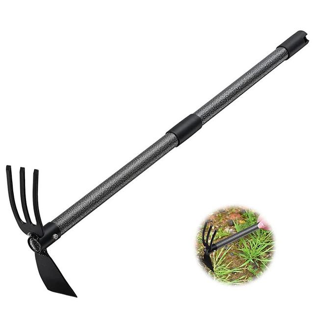 Garden Hoe and Cultivator, 31” Long Heavy Duty Hand Hoe with Tiller,2 Section Adjustable Handle, Carbon Steel Blade, Cultivator Hoe Garden Tool for Loosening Soil, Digging