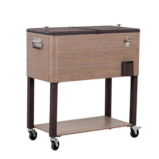 Avelon Resin Outdoor Portable Cooler with Wheels Brown - Sunjoy