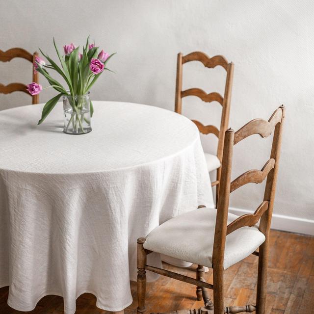 Round Linen Tablecloth (White)