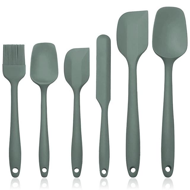 JLiup Silicone Spatula Set of 6,Rubber Spatulas Silicone Heat Resistant,Kitchen Utensils Food Grade Nonstick Easy to Clean Dishwasher Safe for Baking,Cooking,Mixing (Green)