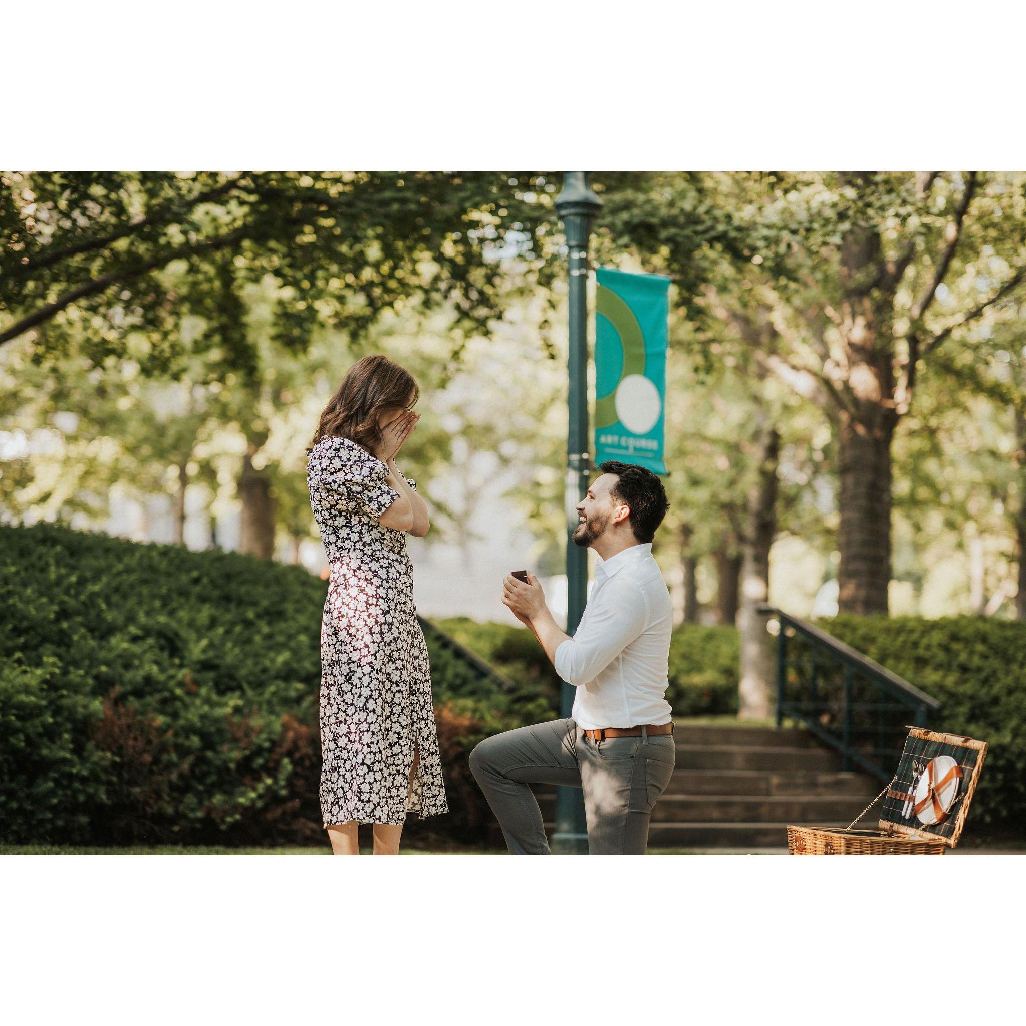 Jesiah proposed to Savannah June 4, 2021 at the Nelson-Atkins Museum (where we had our first date).