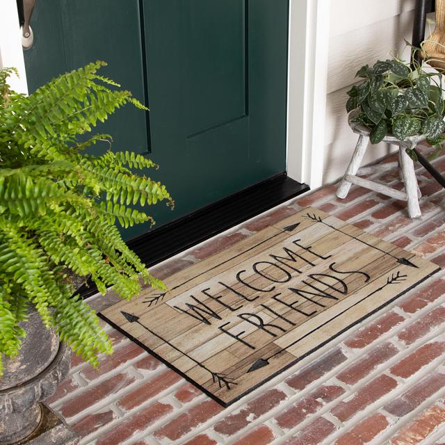 Mohawk Home Welcome Friends Wood Plank Outdoor Doormat, Brown, 18" x 30"