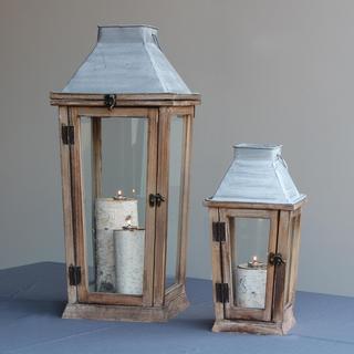 Tall Wooden Lantern, Set of 2