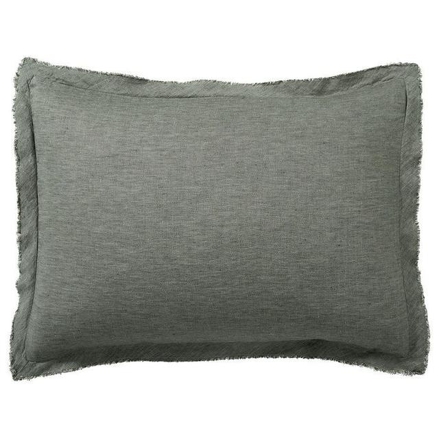 Dark Forest Belgian Flax Linen Double Flange Shams, Standard, Set of 2