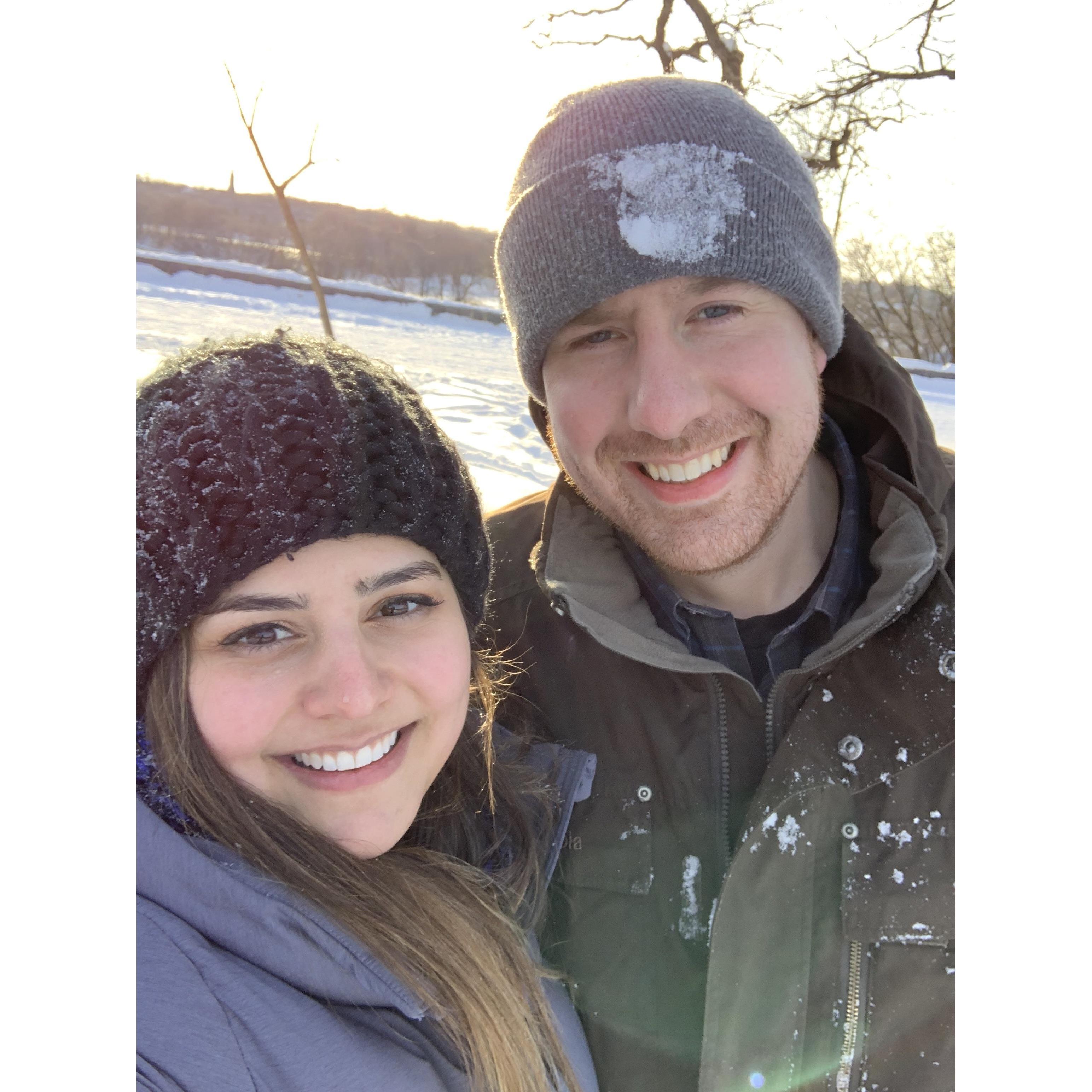 Visiting Minnesota, on the Mississippi River, February 2019