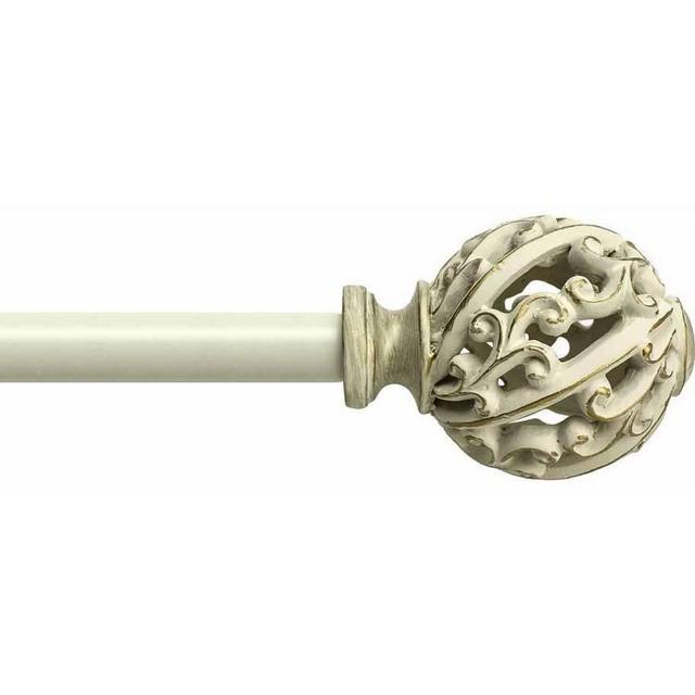Bali 5/8" Open Scroll Decorative Curtain Rod Set, Cream, 28"-48"