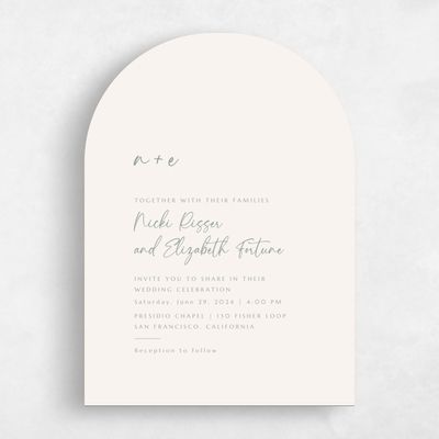 Beige Arch Wedding Invitation - Mondelli Portrait