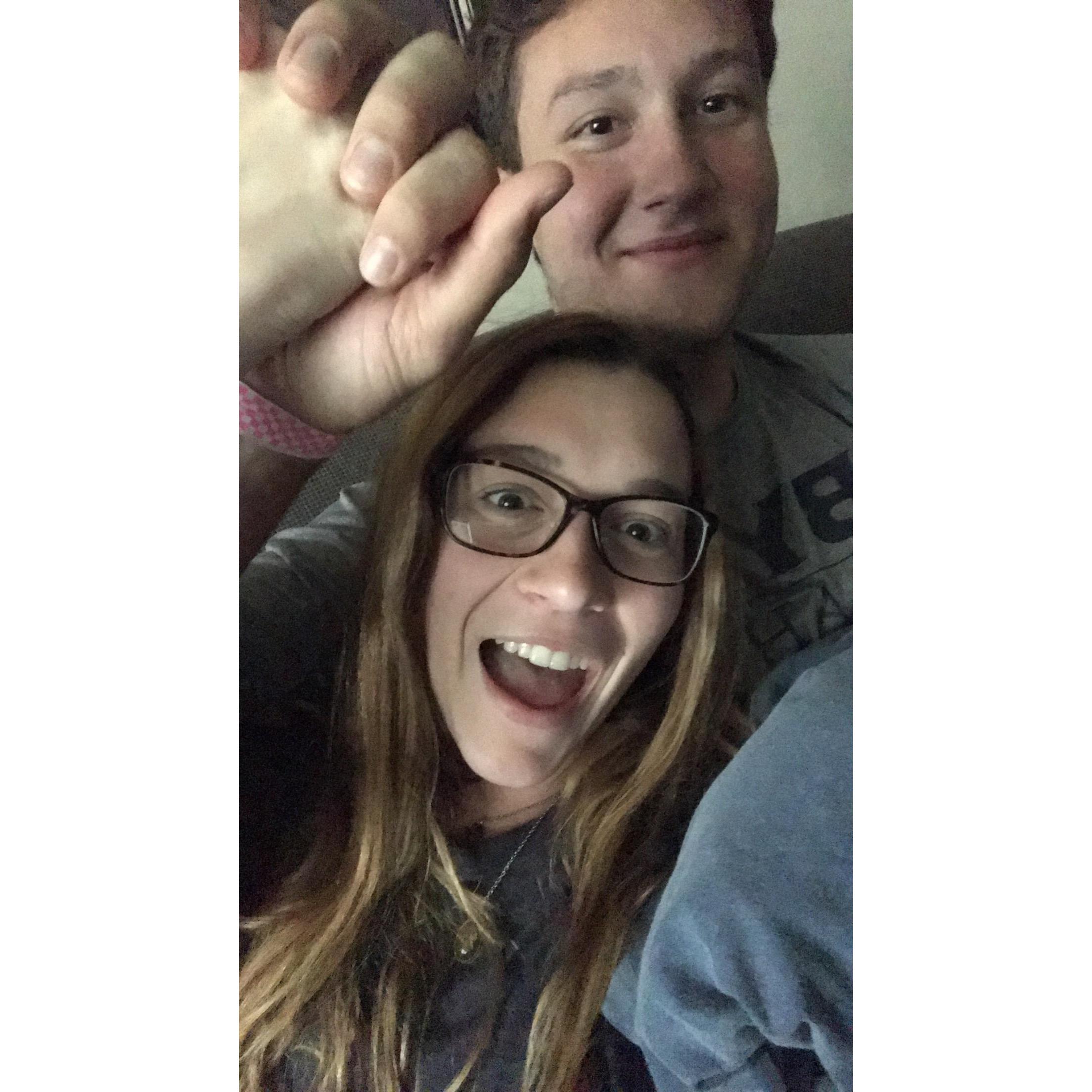 The first picture we took together... a selfie on snapchat.