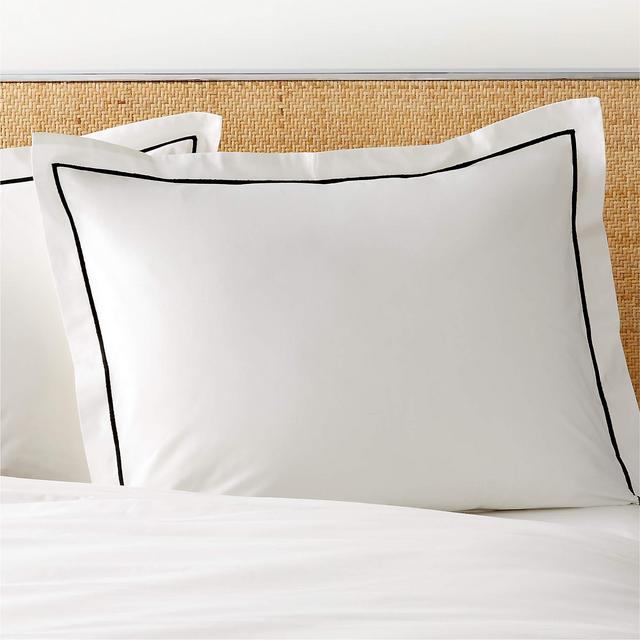 Marisal Organic Cotton 400 Thread Count Percale White and Black Standard Pillow Shams Set of 2