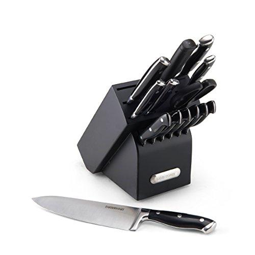 Farberware 5148965 15-Piece Forged Triple Riveted Knife Block Set, Black