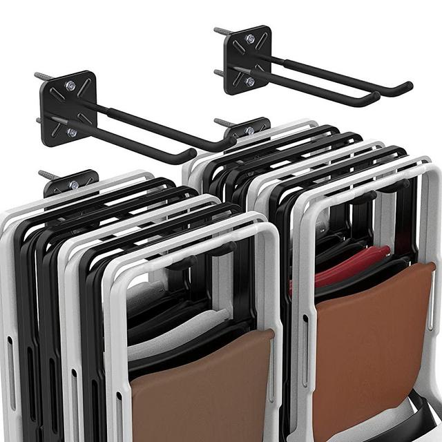 Dobures 2PCS Garage Hooks Heavy Duty Hooks, Wall Mount Hanger Rack Garage Wall Heavy Duty Storage Hangers Wall Mount Organizer to Hang Chairs, Strollers, Power Tools, Garden Tools, Tire and More