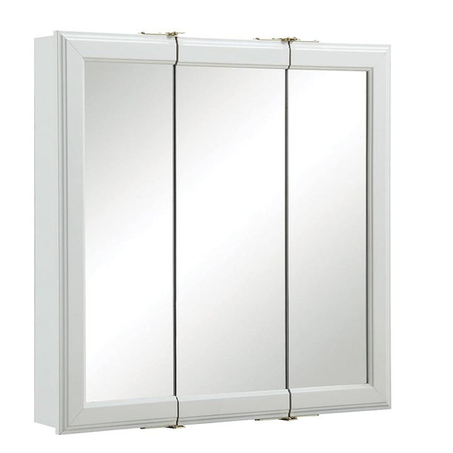 Design House 535864-WHT Classic Medicine Cabinet Durable Assembled Frame Bathroom Wall Cabinet w/Mirrored Doors, 30", White