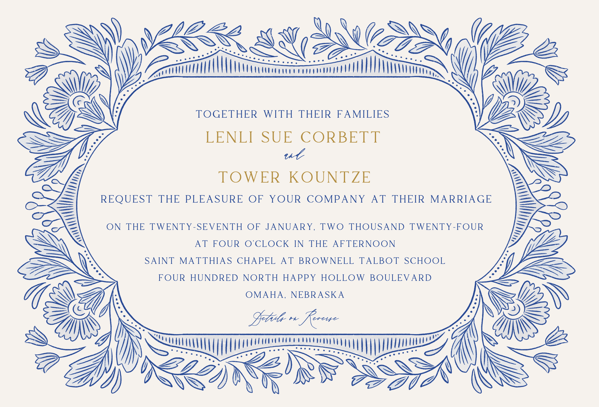 The Wedding Website of Lenli Corbett and Tower Kountze