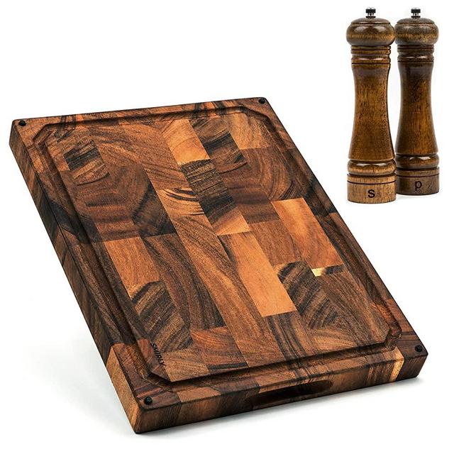Smirly Butcher Block Cutting Board: Large Wood Cutting Board for Kitchen, Large Wooden Cutting Board, Extra Large Cutting Board Wood Chopping Block, Walnut Cutting Board Large, End Grain Cutting Board