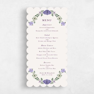 Purple Scalloped Wedding Menu - Terra
