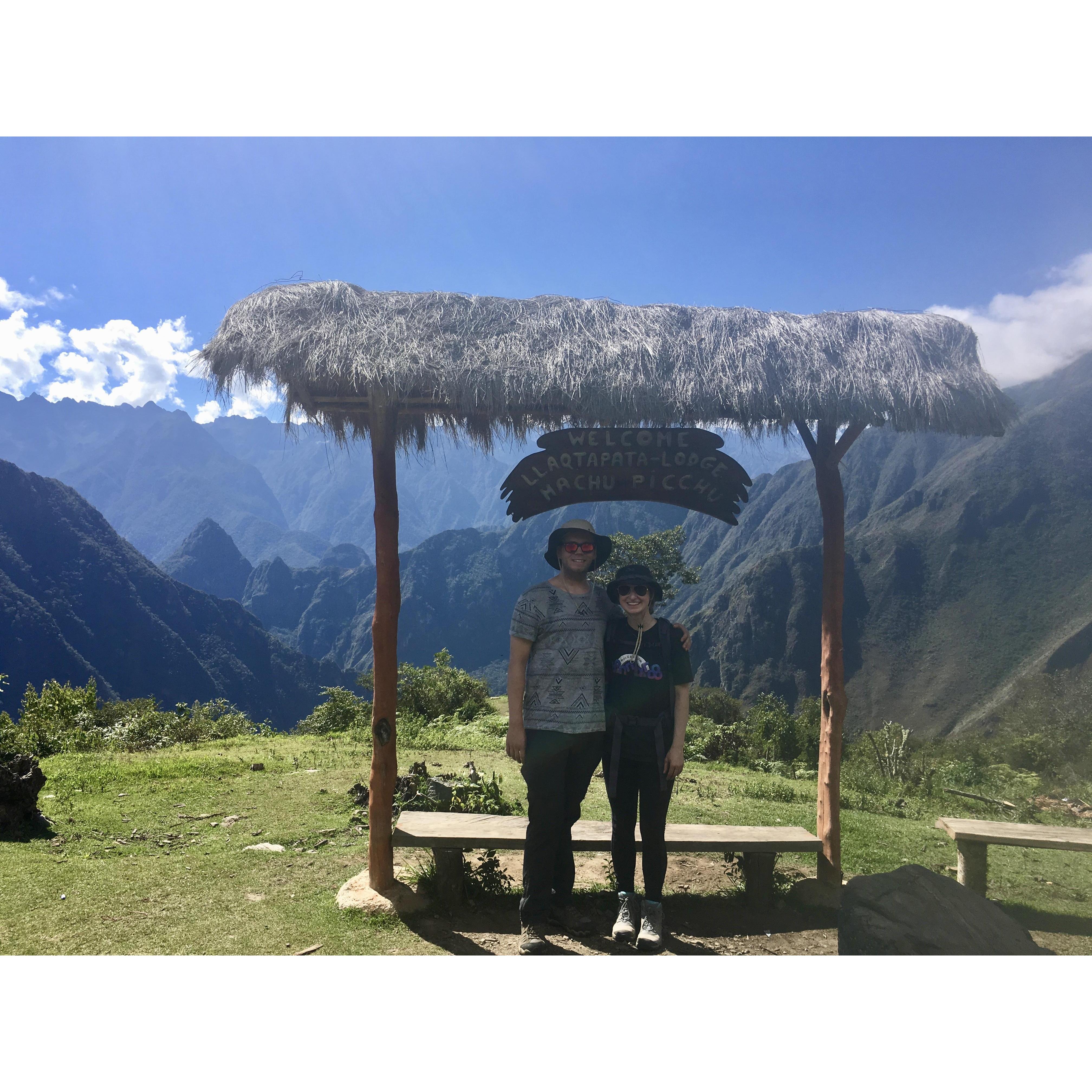 July 2017 - Llactapata - Hidroelectric - Aguas Calientes 11.2 miles 6,561 ft. ASL If you look behind us you can see Machu Picchu we're almost there!