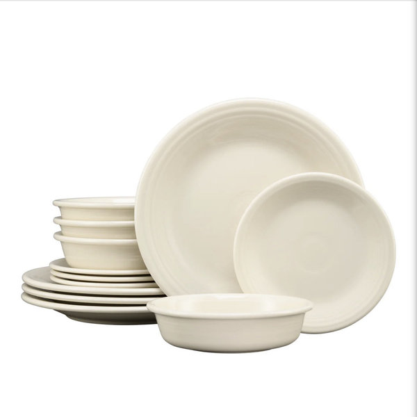 FIESTA color: Linen Classic Rim 12-Piece Dinnerware Set, Service for 4