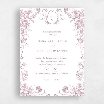 Dusty Rose, Pink Wedding Invitation - Hattaway Portrait