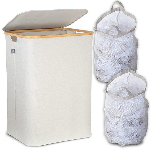 Hennez Laundry Basket With Lid - 140L Double Dirty Clothes Hamper With Removable Bag - Laundry Bin With Lid - Tall Laundry Hamper With Lid - Bathroom, Dorm, College Large Hamper for Laundry With Lid