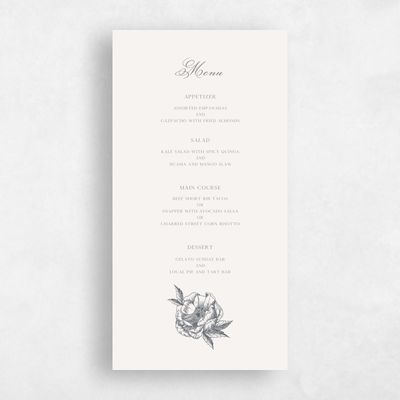 Charcoal, Grey Wedding Menu - Iniguez