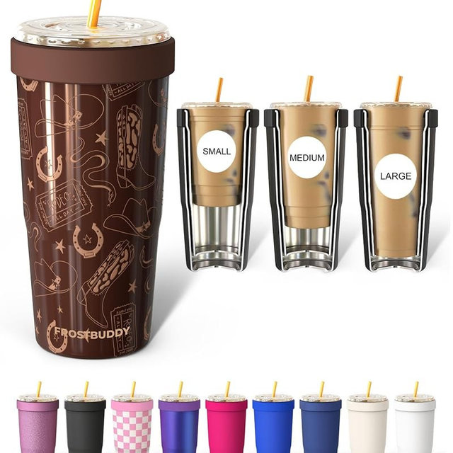 Frost Buddy Togo Buddy 30 oz Stainless Steel Vacuum Insulated Tumbler To Go Coffee Cup – Iced Coffee Cups, Iced Coffee Sleeve, Travel Mug, Thermal Cup for Hot & Cold Drinks, Dunkin Cup (Giddy Up)