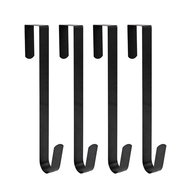 Sattiyrch 15" Wreath Hanger for Front Door,Sturdy Steel Wreath Door Hanger,Over The Door Hanger Hook (Black,4)