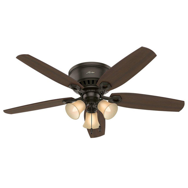 Hunter Fan Company Indoor 53327 52" Builder Low Profile Ceiling Fan with Light, New Bronze Finish