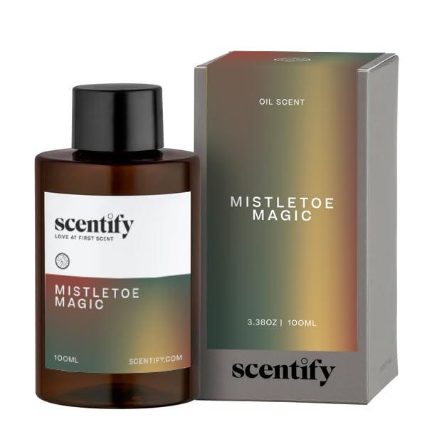 Scentify Holiday Mistletoe Magic Aroma Oil Christmas Refill Scent for Oil Diffusers - Pine, Oak, Moss, Clove, Cedar - Luxurious Relaxing Aromatherapy Fragrance 100ml, 3.38oz
