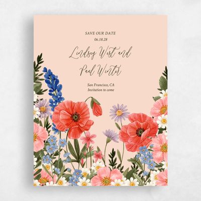 Peach, Pink Wedding Save the Date - Destin Bloom