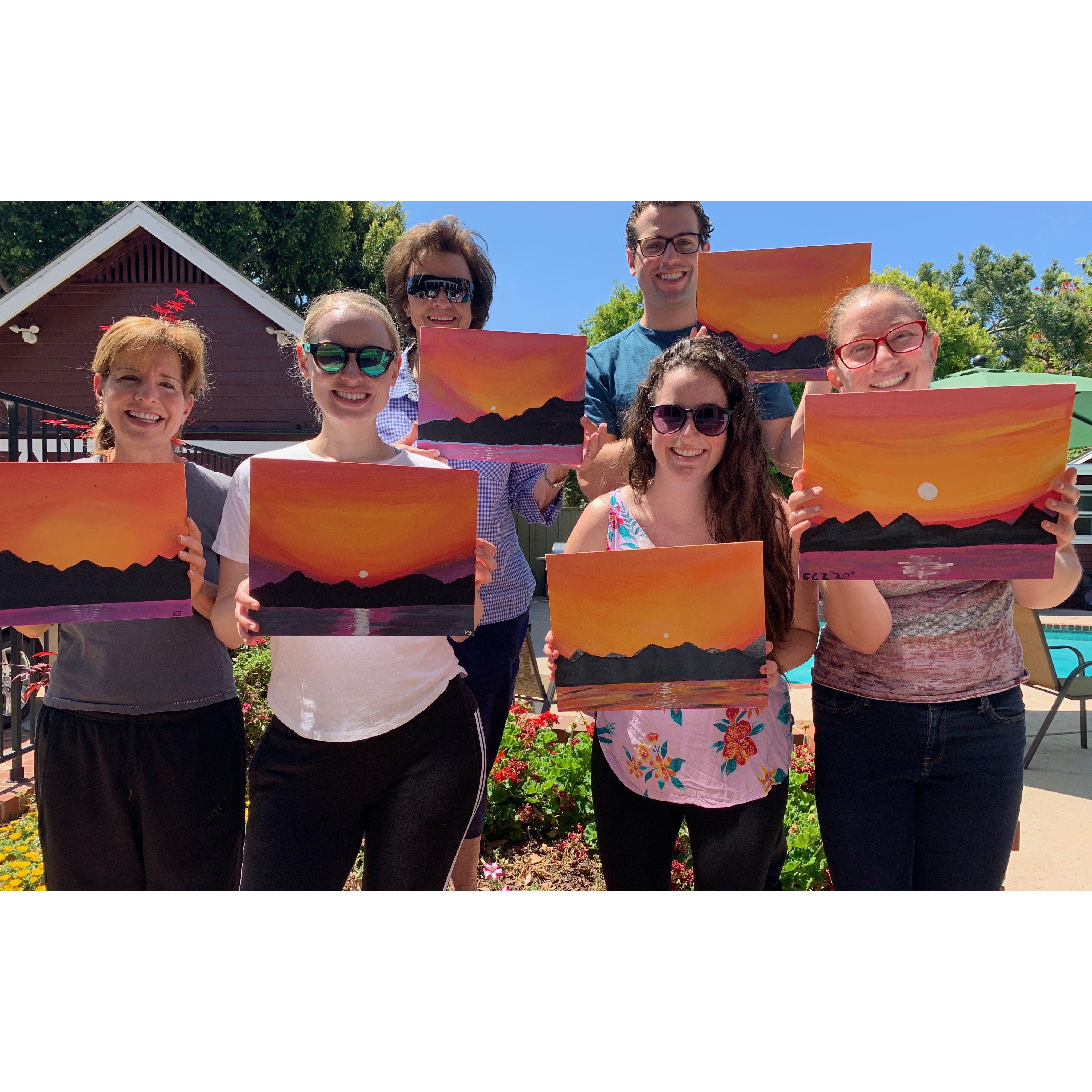 May 2020: Grace andStephen spent much of lockdown with Stephen's family in Lomita, oftentimes doing fun new activities like this at-home painting class!
