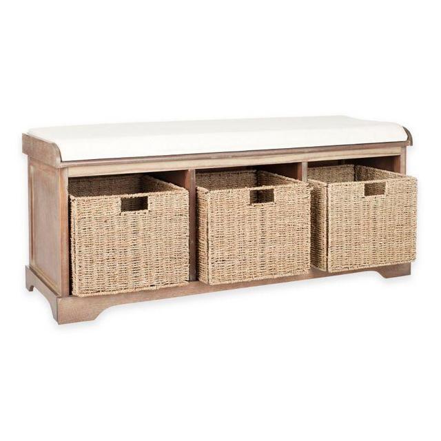 Safavieh Lonan Storage Bench in Grey Wash/White
