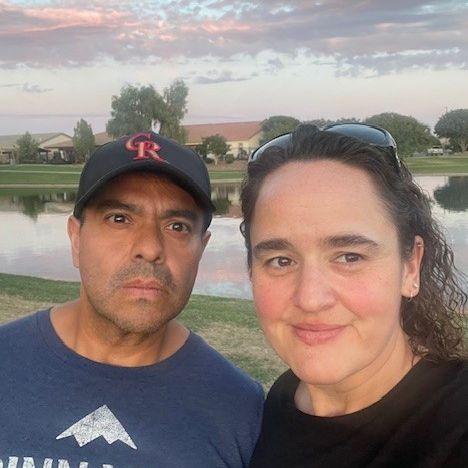 Walking in the neighborhood, we love to take pictures with the lake in the background!