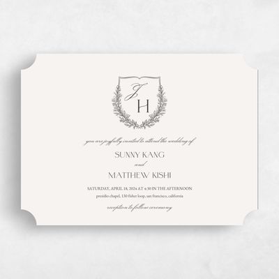 Beige Ticket Wedding Invitation - Oakdale Landscape