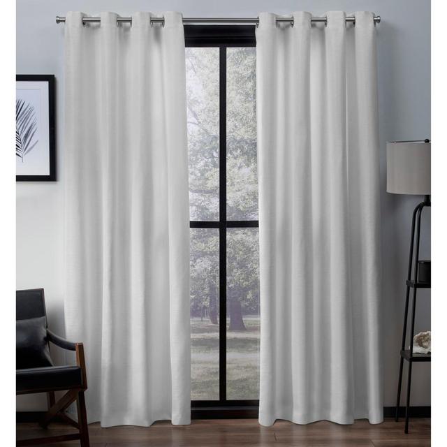 Set of 2 84"x54" Virenze Faux Silk Window Curtain Panel White - Exclusive Home