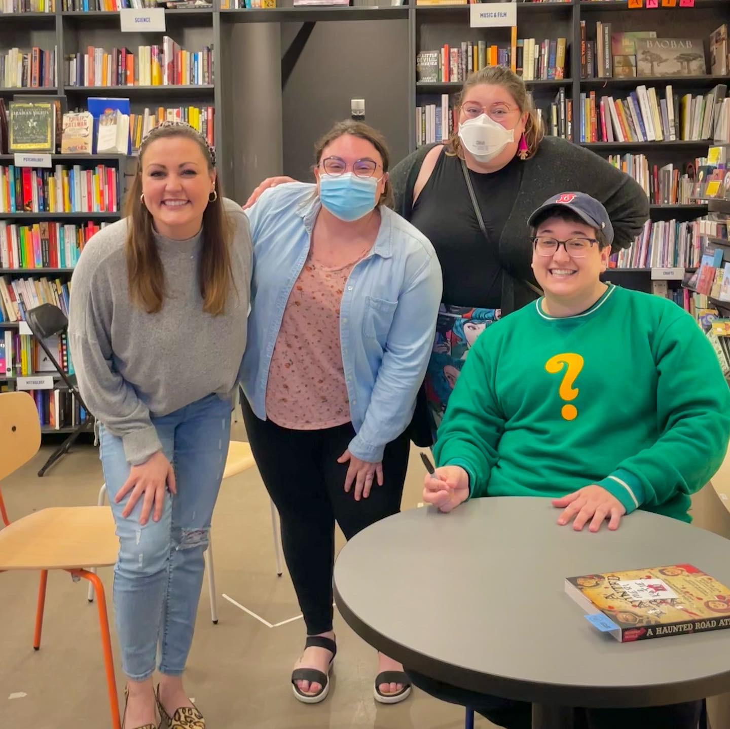 June 2022: Photo with Em and Christine of ATWWD after M proposed to K!